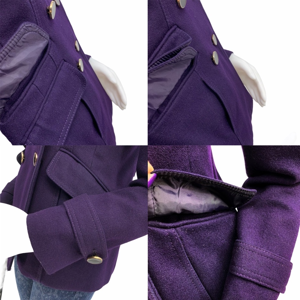 Wool Blend Purple Pea Coat- double breasted - Picture 9 of 14
